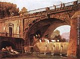 Hubert Robert Wall Art - Washerwomen below a Bridge